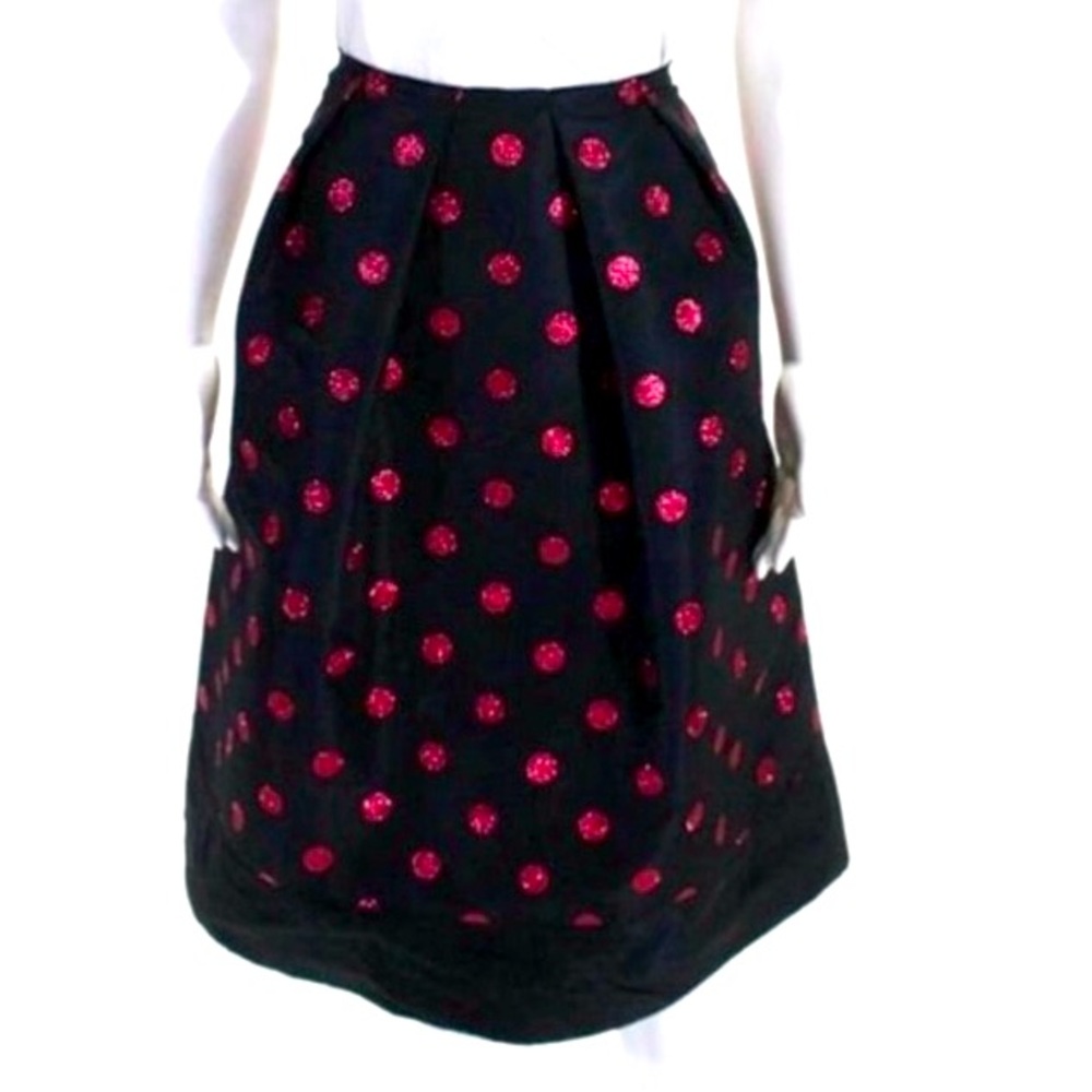 Vintage Authentic Black Red Valentino Glittery Polkadot Skirt | Size 40 (US 4)